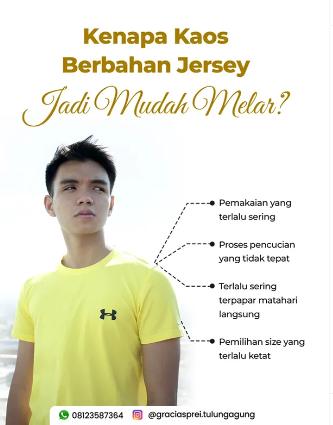 <p>Kenapa sih kaos jersey cepat melar? Yuk kenali 