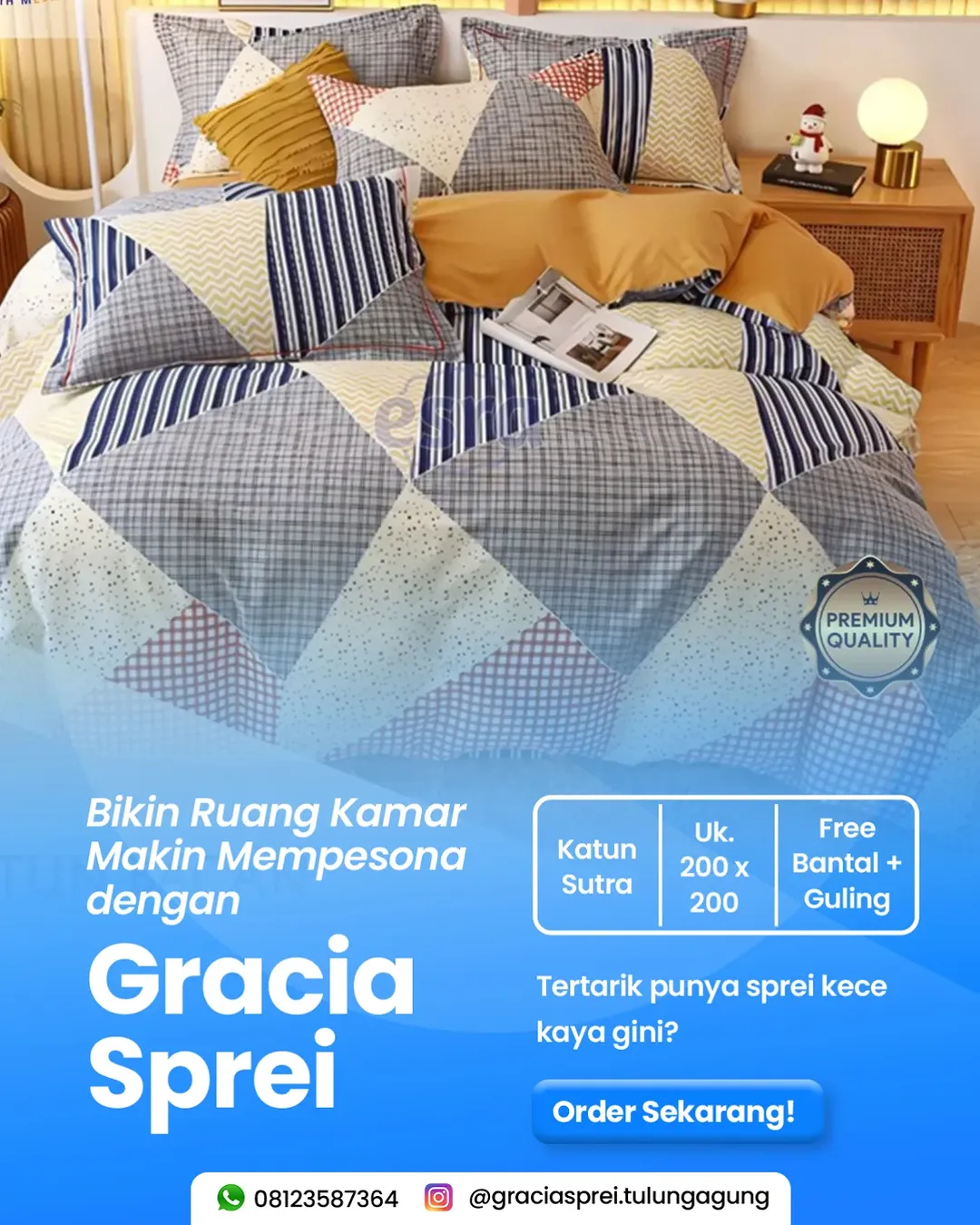 <p>Sprei kain katun premium dari Gracia lebih ding